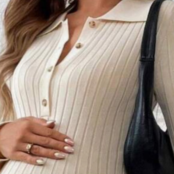 Maternity Half Button Fitted Nursing Sweater Dress - Picture 5 of 8